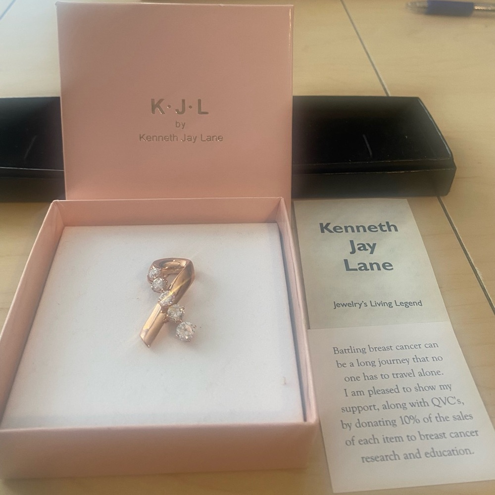Kenneth Jay Lane Rose Gold-tone “Journey to the Cure” Brooch